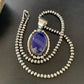 Native American Navajo Blue Lapis Pendant Necklace | Sterling Silver | Authentic Handmade | 11679