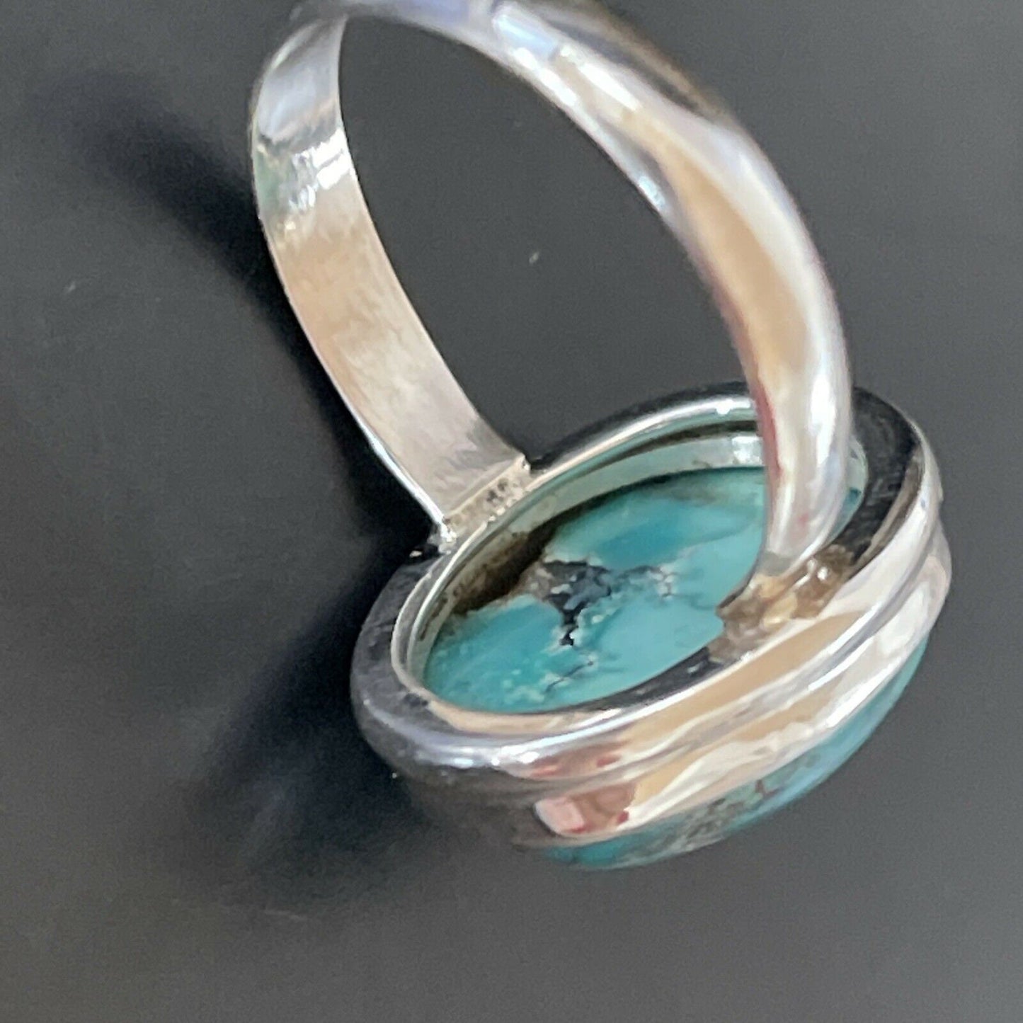 Navajo Spiderweb Blue Turquoise Ring | Sterling Silver | Sz 6.5 | Authentic Native American Handmade | 11444