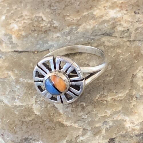 Navajo Blue Lapis Spiny Inlay Ring | Sz 8 | Authentic Native American Handmade | 11183