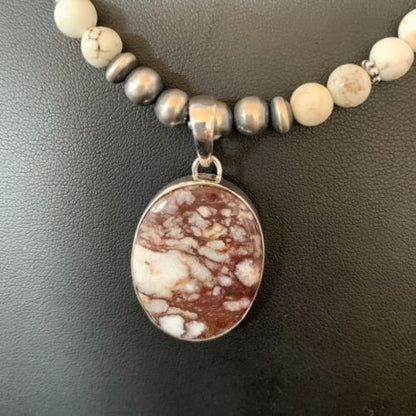 Navajo Wild Horse Turquoise Necklace Pendant | Sterling Silver | 21" | Authentic Native American Handmade | 13316