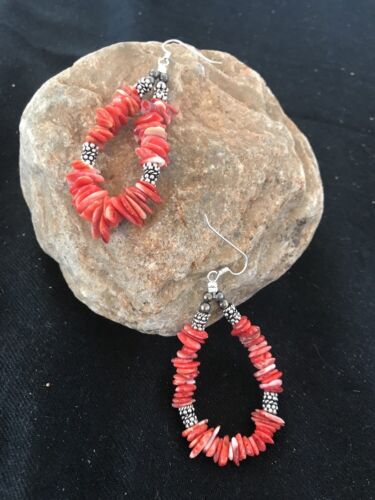 Navajo Red Spiny Oyster Sterling Silver Earrings | Southwestern Handcrafted