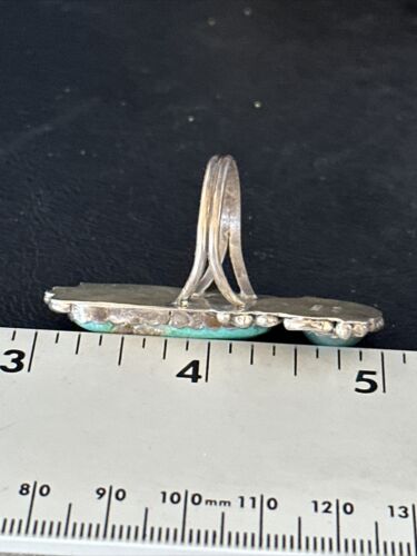 Navajo Green Turquoise Cluster Ring | Authentic Native American Sterling Silver | Multi-Stone | Sz 12 | 14696