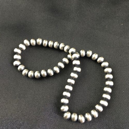 Navajo Pearls 4mm Beads | 8" Stretch Sterling Silver Bracelet | Authentic Native American