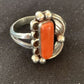 Navajo Red Coral Ring | Sterling Silver | Sz 9.5 | Authentic Native American Handmade | 01300