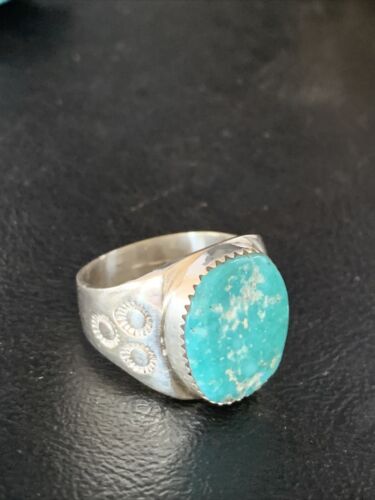 Navajo Blue Kingman Turquoise Ring | Sterling Silver | Sz 11 | Authentic Native American Handmade | 14145