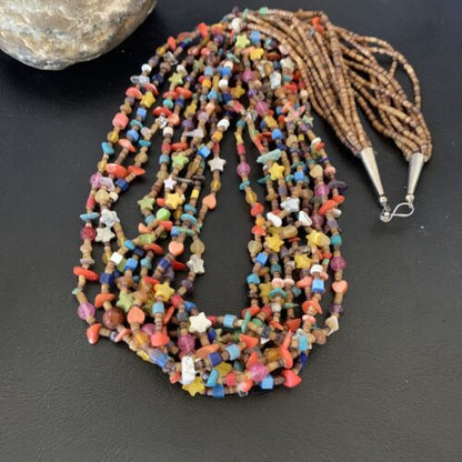 Southwestern Santo Domingo Red Coral Blue Turquoise Necklace | 28" | Authentic Native American Handmade | 12455