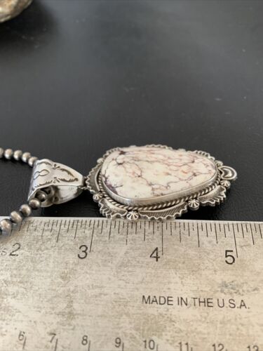 Navajo Wild Horse Turquoise Pendant Necklace | Sterling Silver | Authentic Native American Handmade | 1933