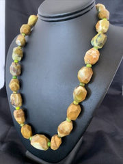 Navajo Graduated Faceted Green Nugget Turquoise Necklace | Sterling Silver | Authentic Native American | 21" | 1494