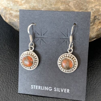 Navajo Spiny Oyster Earrings | Sterling Silver | Minimalist Native American Handmade | 12831