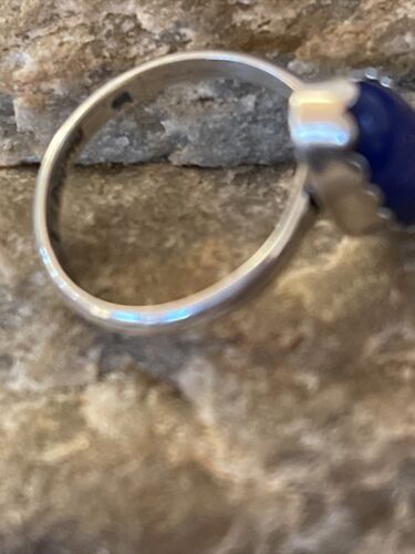 Native American Navajo Sterling Silver Navy Blue Lapis Ring | Sz 7 | 1131