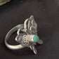 Navajo Blue Turquoise Butterfly Ring | Sterling Silver | Sz Adj 7 | Authentic Native American Handmade | 10676