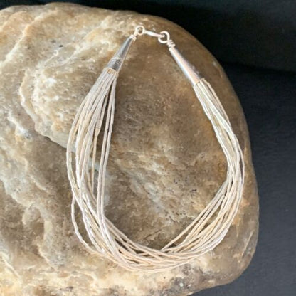 Native American Women's Liquid Silver Heishi 15 Strand Bracelet | Sterling Silver | 6" | 13612