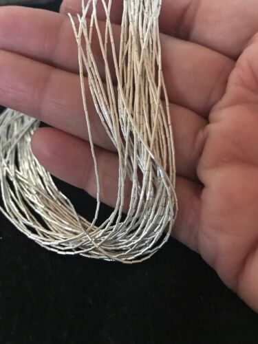 Native American Heishi Tubes Necklace | 30 Strands Liquid Sterling Silver | 23" | 8481