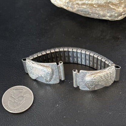 Navajo Eagle Head Sterling Silver Wrist-Watch Tips | Authentic Native American Jewelry | 14400