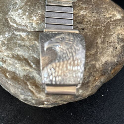 Navajo Eagle Head Sterling Silver Wrist-Watch Tips | Authentic Native American Jewelry | 14400