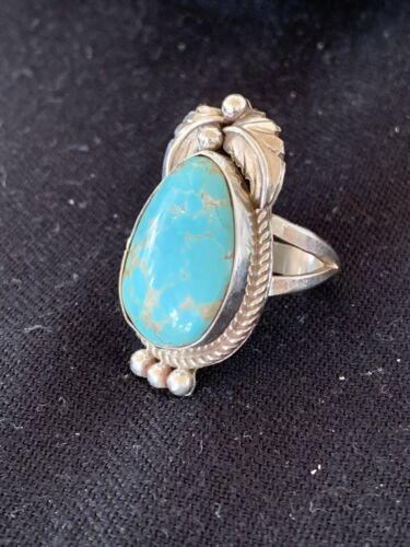 Native American Navajo Blue Turquoise Ring | Sterling Silver | Sz 9.5 | 668