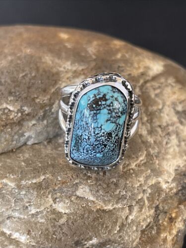 Navajo Blue Spiderweb Turquoise Ring | Sterling Silver | Sz 6 | Authentic Native American Handmade | 10304