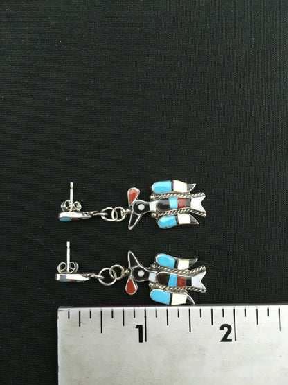 Zuni Peyote Bird Turquoise Squash Blossom Necklace Set | Sterling Silver | Native American Handmade | 1313
