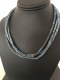 Native American Denim Lapis 3 Strand Necklace | Navajo Sterling Silver | 8472