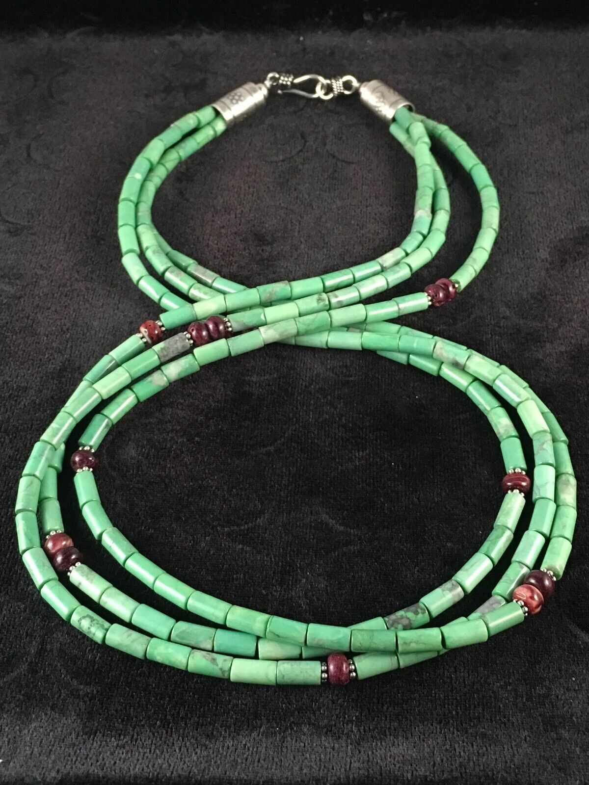 Navajo Spiny Oyster & Turquoise Bead Necklace | Sterling Silver | 21" | Authentic Native American Handmade | 8720