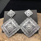 Handmade Sterling Silver Stamped Earrings | Navajo | Authentic Native American Jewelry | 2.75" | 01725