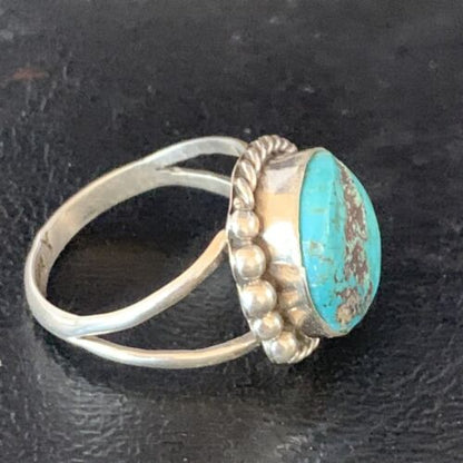 Navajo Blue Kingman Turquoise Ring | Sterling Silver | Sz 9 | Authentic Native American Handmade | 13529