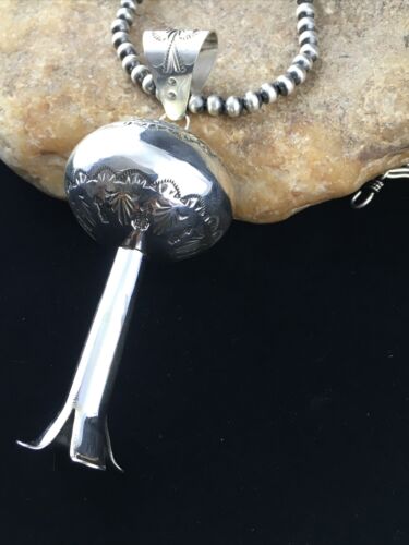 Southwestern Men's Navajo Sterling Silver Large Naja Necklace Pendant | 4" | Authentic Native American Handmade | 10041