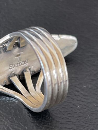 Southwestern Navajo White Buffalo Turquoise Ring | Sterling Silver | Sz 8 | 10295