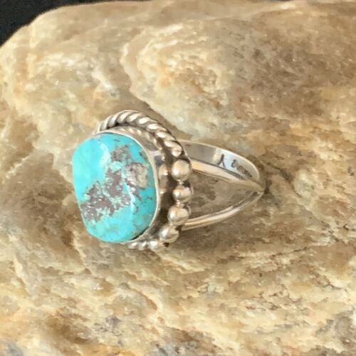 Navajo Blue Kingman Turquoise Ring | Sterling Silver | Sz 9 | Authentic Native American Handmade | 13529
