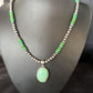 Navajo Green Turquoise Pendant Necklace | Sterling Silver | 21" | Authentic Native American Handmade | 14471