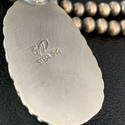 Men's Green Sonoran Gold Turquoise Pendant Necklace | Navajo Sterling Silver | Authentic Native American | 14006