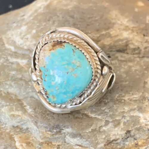 Navajo Blue Kingman Turquoise Ring | Sterling Silver | Sz 11.5 | Authentic Native American Handmade | 11934