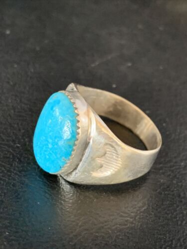 Navajo Blue Kingman Turquoise Ring | Sterling Silver | Sz 11 | Authentic Native American Handmade | 14144