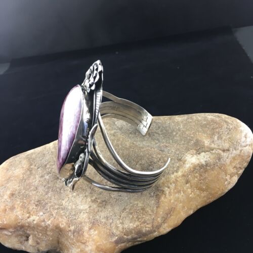 Navajo Purple Spiny Oyster Row Cuff Bracelet | Sterling Silver | XL Men's | Authentic Native American Handmade | 10111