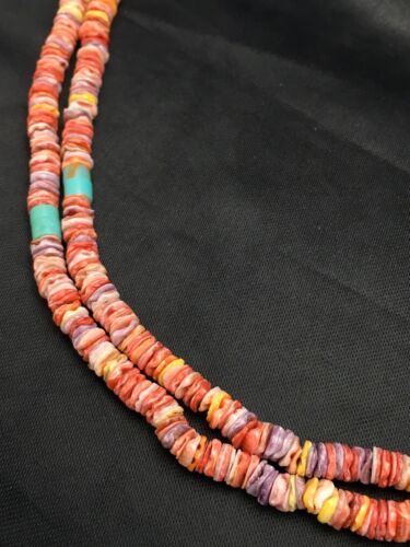 Southwestern Shell Turquoise Necklace | 2-Strand Sterling Silver | 27" | 2916