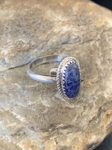 Navajo Lapis Lazuli Adjustable Ring | Sterling Silver | Sz 7 | Authentic Native American Handmade | 12448