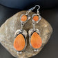 Navajo Orange Spiny Oyster Dangle Earrings | Sterling Silver | Authentic Native American Handmade | 12201