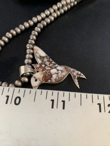 Navajo Hummingbird Pendant | Wild Horse Turquoise Necklace | Sterling Silver | Authentic Native American Handmade | 13498