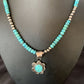 Navajo Blue Turquoise Pendant Necklace | Sterling Silver Pearls | Authentic Native American Handmade | 13217