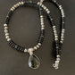 Native American Men's Navajo Pearl Necklace Pendant | Sterling Silver Black Onyx | 11908