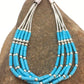 Blue Turquoise Heishi Liquid Silver Bracelet | Sterling Silver | 7" | 5-Strand | 13596