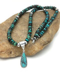 Navajo Spiderweb Turquoise Bead Necklace Pendant | Sterling Silver | Authentic Native American Handmade | 2796