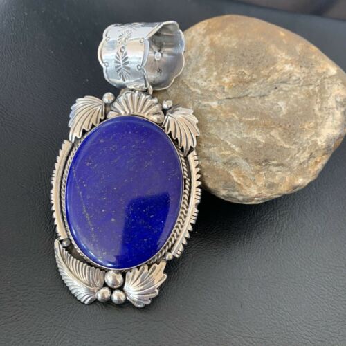 Native American Men's Blue Lapis Pendant Necklace | Sterling Silver | 11851