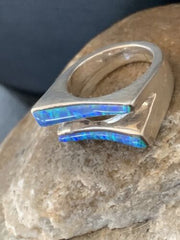 Navajo Blue Opal Inlay Band Ring | Sz 5.5 | Authentic Native American Handmade | 12418