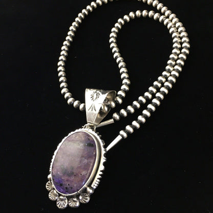 Navajo Purple Charoite Pendant Necklace | Sterling Silver | Authentic Native American Handmade | 10087