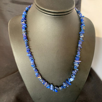 Native American Men's Navajo Lapis Nuggets Necklace | Sterling Silver | 20" | 14412