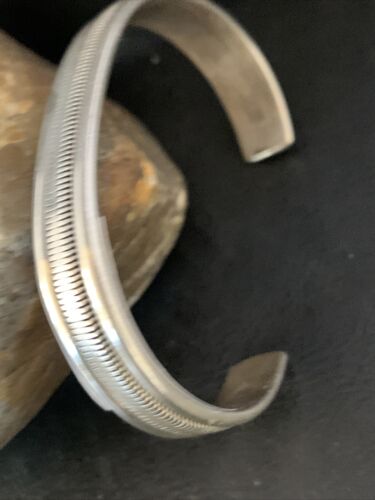Old Pawn Southwestern Stamped Cuff Bracelet | Navajo Sterling Silver | Authentic Native American Handmade | 13831