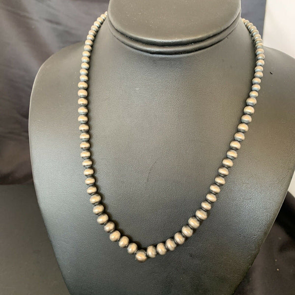 Authentic Native American Navajo Pearls Graduated Necklace | Single Strand | Sterling Silver | 18" | 10884