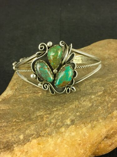 Native American Navajo Turquoise Bracelet | Sterling Silver | Authentic Handmade | 8845