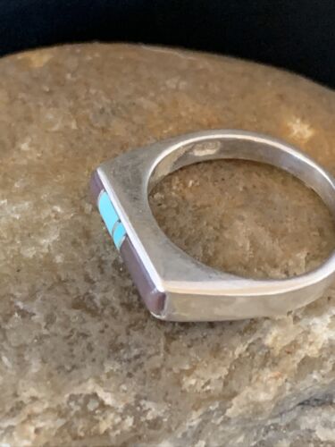 Navajo Blue Turquoise Purple Sugilite Inlay Ring | Sz 5.5 | Authentic Native American Handmade | 11147